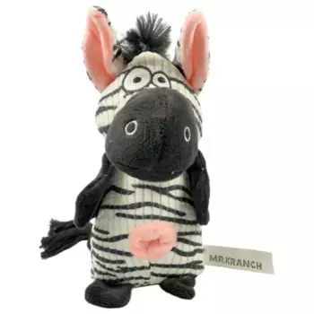 Mr.Kranch игрушка для собак Зебра плюшевая с канатиками, пищалкой и карманом под лакомство, белая - 21 см миниатюрные породы Китай 1 уп. х 1 шт. х 0.08 кг