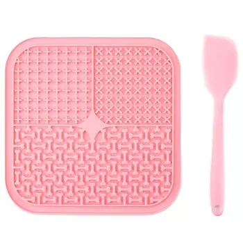 Mr.Kranch лизательный коврик для медленного поедания, силиконовый, розовая с лопаткой, 20*20 см для всех возрастов для всех пород Россия 1 уп. х 1 шт. х 0.35 кг