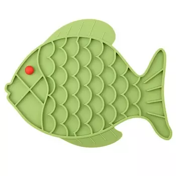 Mr.Kranch лизательный коврик для медленного поедания, силиконовый, Рыбка, зеленая, 24,5*19 см для всех возрастов Россия 1 уп. х 1 шт. х 0.123 кг