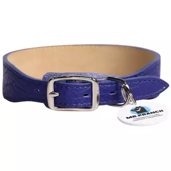 Mr.Kranch ошейник для собак мелких и средних пород, с QR-адресником, натуральная кожа, синий - 38-45 см повседневный для всех возрастов породы мелкого размера Россия 1 уп. х 1 шт. х 0.1 кг