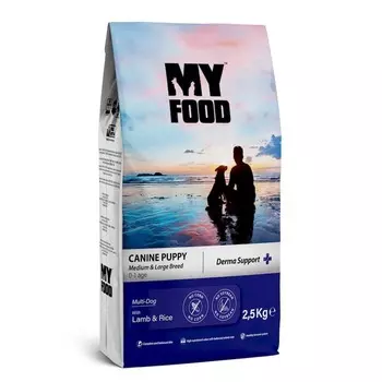 Myfood Canine Puppy Medium & Large Breed Multi-Dog with Lamb & Rice полнорационный сухой корм для щенков средних и крупных пород, с ягненком и рисом - 2,5 кг повседневный супер премиум для щенков с ягненком породы крупного размера мешок Турция 1 уп. х 1 шт. х 2.5 кг