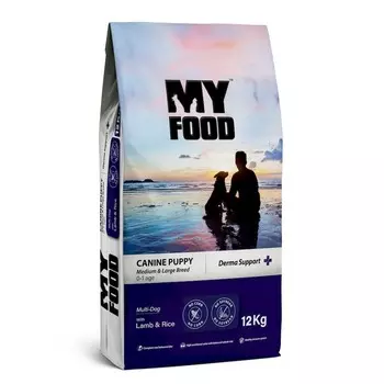 Myfood Canine Puppy Medium & Large Breed Multi-Dog with Lamb & Rice полнорационный сухой корм для щенков средних и крупных пород, с ягненком и рисом повседневный супер премиум для щенков с ягненком породы крупного размера мешок Турция 1 уп. х 1 шт. х 12 кг
