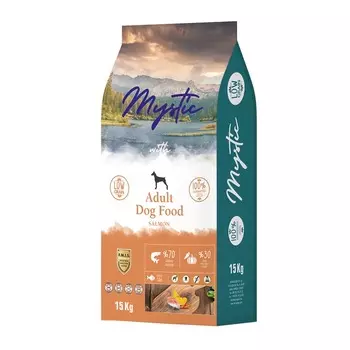 Mystic Adult Dog Food Salmon полнорационный сухой корм для собак, с лососем повседневный супер премиум для взрослых с лососем для всех пород мешок Импортный корм 1 уп. х 1 шт. х 15 кг