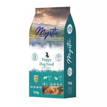 Mystic Puppy Dog Food Lamb & Rice полнорационный сухой корм для щенков, с ягненком и рисом повседневный супер премиум для щенков с ягненком для всех пород мешок Импортный корм 1 уп. х 1 шт. х 15 кг
