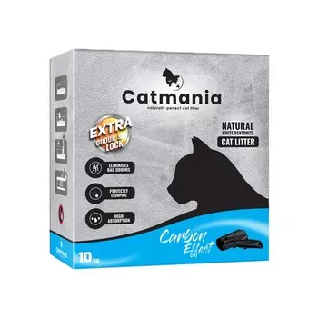 Наполнитель комкующийся Catmania Carbon Effect для кошачьего туалета с добавлением активированного угля, в коробке - 10 кг повседневный супер премиум для всех возрастов Турция 1 уп. х 1 шт. х 10 кг