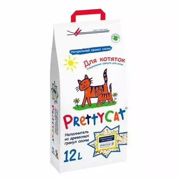 Наполнитель PrettyCat Wood Granules древесный для котят - 12 л эконом Россия 1 уп. х 1 шт. х 4 кг