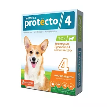 Neoterica Protecto капли от блох и клещей для собак от 10 до 25 кг, 2 пипетки от блох для щенков Россия 1 уп. х 1 шт. х 0.059 кг