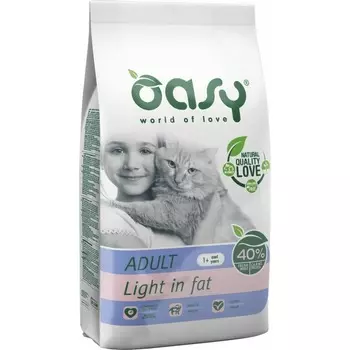 Oasy Dry Cat Adult Light in fat сухой корм для взрослых кошек склонных к ожирению с курицей повседневный супер премиум зерновые для взрослых с курицей для всех пород мешок Импортный корм 1 уп. х 1 шт. х 1.5 кг