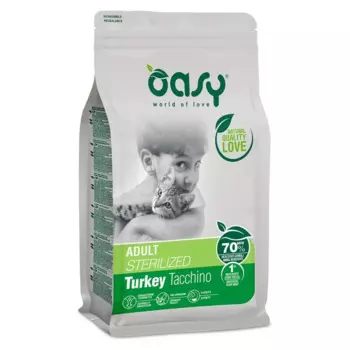 Oasy Dry Cat Adult Sterilized Turkey сухой корм для взрослых стерилизованных кошек с ИНДЕЙКОЙ диетические супер премиум без курицы для взрослых с индейкой для всех пород мешок Импортный корм 1 уп. х 1 шт. х 1.5 кг