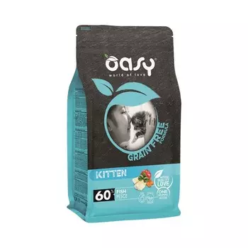 Oasy Dry Cat Grain Free сухой корм для котят, беременных и кормящих кошек беззерновой с РЫБОЙ - 1,5 кг повседневный супер премиум беззерновые для взрослых с рыбой для всех пород мешок Импортный корм 1 уп. х 1 шт. х 1.5 кг