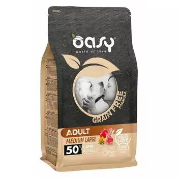 Oasy Dry Dog Grain Free Adult Medium сухой корм для взрослых собак средних и крупных пород беззерновой с ягненком - 2,5 кг повседневный супер премиум беззерновые для взрослых с ягненком породы среднего размера мешок Испания 1 уп. х 1 шт. х 2.5 кг