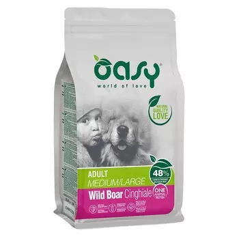 Oasy Dry Dog OAP Adult Medium/Large Монопротеин сухой корм для взрослых собак средних и крупных пород с мясом дикого КАБАНА - 12 кг повседневный супер премиум без курицы для взрослых с кабаном породы крупного размера мешок Импортный корм 1 уп. х 1 шт. х 12 кг