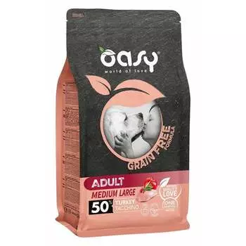 Oasy Dry Grain Free Medium/Large Breed Professional сухой корм для взрослых собак средних и крупных пород беззерновой с ИНДЕЙКОЙ - 2,5 кг повседневный супер премиум беззерновые для взрослых с индейкой породы среднего размера мешок Импортный корм 1 уп. х 1 шт. х 2.5 кг