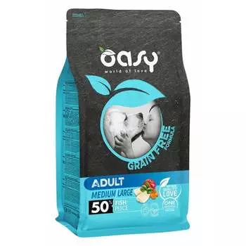 Oasy Dry Grain Free Medium & Large Professional сухой корм для взрослых собак средних и крупных пород беззерновой с рыбой - 2,5 кг повседневный супер премиум беззерновые для взрослых с рыбой породы среднего размера мешок Испания 1 уп. х 1 шт. х 2.5 кг