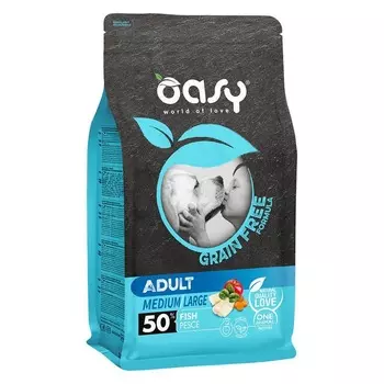 Oasy Dry Grain Free Medium & Large Professional сухой корм для взрослых собак средних и крупных пород беззерновой с РЫБОЙ - 12 кг повседневный супер премиум беззерновые для взрослых с рыбой породы среднего размера мешок Импортный корм 1 уп. х 1 шт. х 12 кг