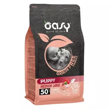 Oasy Dry Grain Free Puppy Medium & Large Breed Professional сухой корм для щенков средних и крупных пород беззерновой с ИНДЕЙКОЙ - 12 кг повседневный супер премиум беззерновые для щенков с индейкой породы среднего размера мешок Импортный корм 1 уп. х 1 шт. х 12 кг