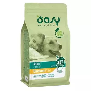 Oasy Dry Large Breed Professional сухой корм для взрослых собак крупных пород с КУРИЦЕЙ - 12 кг повседневный супер премиум зерновые для взрослых с курицей породы крупного размера мешок Импортный корм 1 уп. х 1 шт. х 12 кг