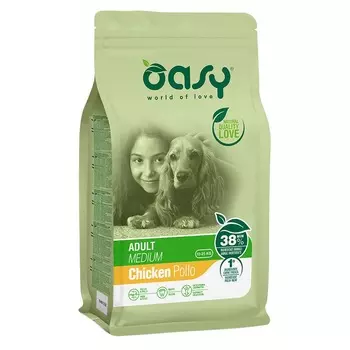 Oasy Dry Medium Breed Professional сухой корм для взрослых собак средних пород с КУРИЦЕЙ повседневный супер премиум зерновые для взрослых с курицей породы среднего размера мешок Импортный корм 1 уп. х 1 шт. х 18 кг