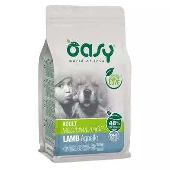 Oasy Dry OAP Medium/Large Breed Professional Монопротеин сухой корм для взрослых собак средних и крупных пород с ЯГНЕНКОМ - 12 кг повседневный супер премиум без курицы для взрослых с ягненком породы крупного размера мешок Импортный корм 1 уп. х 1 шт. х 12 кг