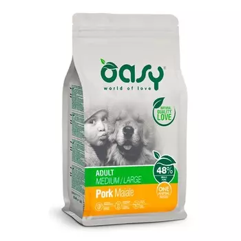 Oasy Dry OAP Medium/Large Breed Professional Монопротеин сухой корм для взрослых собак средних и крупных пород со СВИНИНОЙ - 12 кг повседневный супер премиум без курицы для взрослых со свининой породы крупного размера мешок Импортный корм 1 уп. х 1 шт. х 12 кг