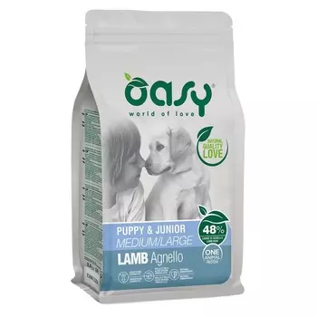 Oasy Dry OAP Puppy & Junior Medium / Large Breed Professional Монопротеин сухой корм для щенков и юниоров средних и крупных пород с ЯГНЕНКОМ повседневный супер премиум монобелковый для щенков с ягненком для всех пород мешок Импортный корм 1 уп. х 1 шт. х 18 кг