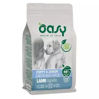 Oasy Dry OAP Puppy & Junior Medium / Large Breed Professional Монопротеин сухой корм для щенков и юниоров средних и крупных пород с ягненком - 2,5 кг повседневный супер премиум для щенков с ягненком породы крупного размера мешок Испания 1 уп. х 1 шт. х 2.5 кг