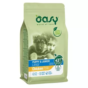 Oasy Dry Puppy & Junior Large Breed Professional сухой корм для щенков и юниоров крупных пород с КУРИЦЕЙ повседневный супер премиум зерновые для щенков с курицей породы крупного размера мешок Импортный корм 1 уп. х 1 шт. х 18 кг