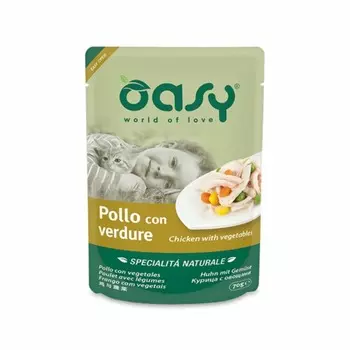 Oasy Wet Cat Specialita Naturali Chicken Vegetables влажный корм для взрослых кошек, дополнительное питание с курицей и овощами, в паучах - 70 г повседневный супер премиум беззерновые для взрослых с овощами для всех пород паучи Таиланд 1 уп. х 1 шт. х 0.07 кг