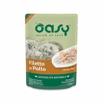Oasy Wet Cat Specialita Naturali Chicken влажный корм для взрослых кошек, дополнительное питание с курицей, в паучах - 70 г повседневный супер премиум беззерновые для взрослых с курицей для всех пород паучи Импортный корм 1 уп. х 24 шт. х 1.68 кг