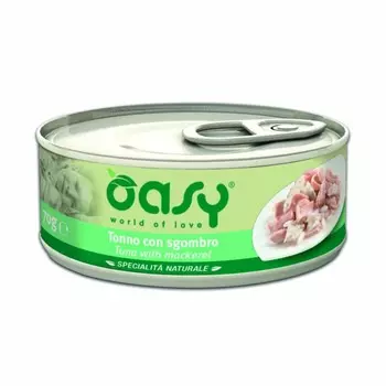Oasy Wet Cat Specialita Naturali Tuna Mackrel влажный корм для взрослых кошек, дополнительное питание с тунцом и скумбрией, в консервах - 70 г повседневный супер премиум без курицы для взрослых с тунцом для всех пород консервы (в железной банке) Таиланд 1 уп. х 24 шт. х 1.68 кг