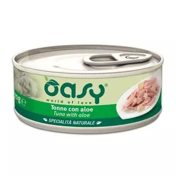 Oasy Wet cat Specialita Naturali влажный корм для кошек, с тунцом и алоэ, в консервах - 70 г повседневный для взрослых с тунцом консервы (в железной банке) Импортный корм 1 уп. х 24 шт. х 1.68 кг