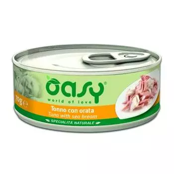 Oasy Wet cat Specialita Naturali влажный корм для кошек, с тунцом и дорадо, в консервах - 70 г повседневный для взрослых с тунцом консервы (в железной банке) 1 уп. х 24 шт. х 1.68 кг