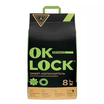 Ok-Lock наполнитель для кошек, натуральный, растительный, комкующийся - 20 л Россия 1 уп. х 1 шт. х 8 кг