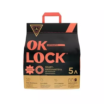 Ok-Lock наполнитель для кошек "ПЕРСИК", растительный комкующийся - 5 л Россия 1 уп. х 1 шт. х 2.15 кг