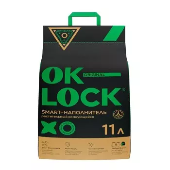 Ok-Lock наполнитель для кошек "ЗЕЛЕНЫЙ ЧАЙ", растительный, комкующийся - 11 л Россия 1 уп. х 1 шт. х 4.76 кг
