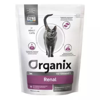 Organix Renal для кошек, для поддержания функции почек при острой или хронической болезни почек - 400 г диетические супер премиум для взрослых для всех пород мешок Россия 1 уп. х 1 шт. х 0.4 кг