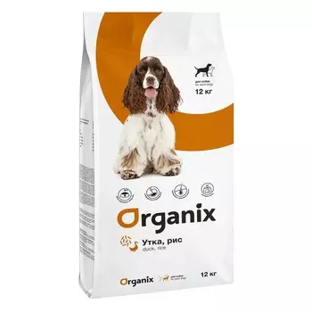 Organix Weight Control Adult Dogs Duck and Rice сухой корм для взрослых собак всех пород при избыточном весе, с уткой и рисом - 12 кг повседневный супер премиум для взрослых с уткой для всех пород мешок Франция 1 уп. х 1 шт. х 12 кг