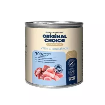 Original Choice Elite Nutrition Adult Mini влажный корм для собак мелких пород, с УТКОЙ и ИНДЕЙКОЙ, в консервах - 240 г для взрослых с индейкой породы мелкого размера консервы (в железной банке) Россия 1 уп. х 6 шт. х 1.44 кг