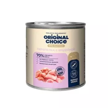 Original Choice Elite Nutrition Adult Mini влажный корм для собак мелких пород, с ПЕРЕПЕЛКОЙ и ИНДЕЙКОЙ, в консервах - 240 г для взрослых с индейкой породы мелкого размера консервы (в железной банке) Россия 1 уп. х 6 шт. х 1.44 кг