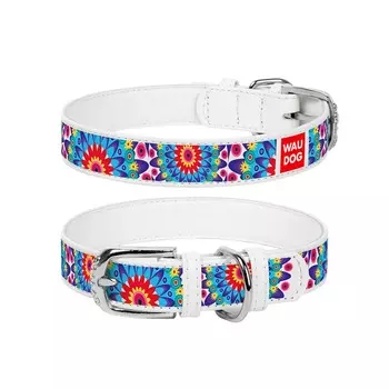 Ошейник Waudog с рисунком Цветыширина 15 мм, длина 27-36 смбелый премиум Украина 1 уп. х 1 шт. х 0.04 кг