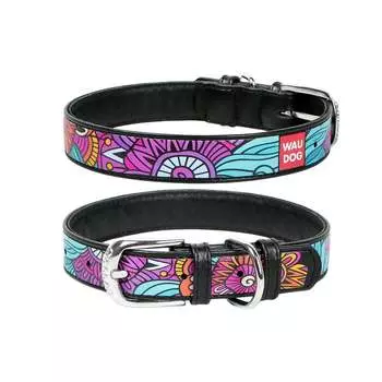 Ошейник Waudog с рисунком Лето ширина 20 мм, длина 30-39 смчерный премиум Украина 1 уп. х 1 шт. х 0.05 кг