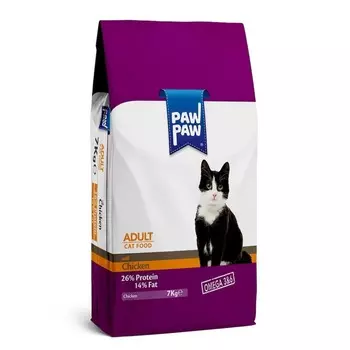 Pawpaw Adult Cat Food with Chicken полнорационный сухой корм для кошек, с курицей повседневный премиум для взрослых с курицей для всех пород мешок Турция 1 уп. х 1 шт. х 7 кг