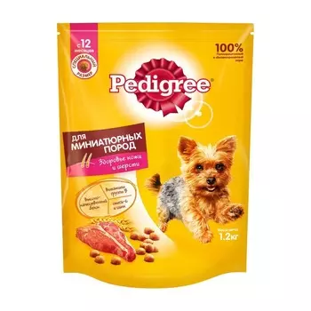 Pedigree полнорационный сухой корм для собак миниатюрных пород, с говядиной - 1,2 кг повседневный эконом для взрослых с говядиной породы мелкого размера мешок Российский корм 1 уп. х 1 шт. х 1.2 кг