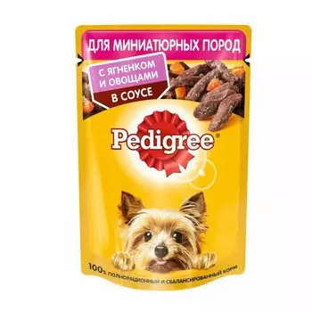 Pedigree полнорационный влажный корм для собак миниатюрных пород, с ягненком и овощами, кусочки в соусе, в паучах - 85 г повседневный премиум для взрослых с овощами миниатюрные породы паучи Россия 1 уп. х 24 шт. х 2.04 кг