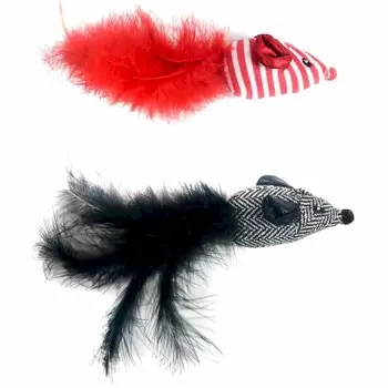 Pet Park игрушка для кошек, 2 мышки с перьями, разноцветные - 18 см для всех возрастов для всех пород Китай 1 уп. х 1 шт. х 0.02 кг