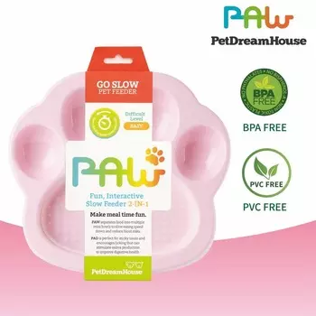 PetDreamHouse PAW 2-IN-1 Mini Slow Feeder & Lick Pad Baby Pink Easy миска "Лапа" для медленного кормления 2в1 мини, розовая - 200 г для всех возрастов Великобритания 1 уп. х 1 шт. х 0.2 кг