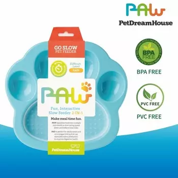 PetDreamHouse PAW 2-IN-1 Mini Slow Feeder & Lick Pad Blue Easy миска "Лапа" для медленного кормления 2в1 мини, синяя - 200 г для всех возрастов Великобритания 1 уп. х 1 шт. х 0.2 кг