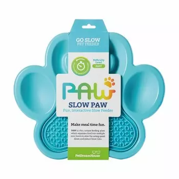 PetDreamHouse PAW 2-IN-1 Slow Feeder & Lick Pad Blue Easy миска "Лапа" для медленного кормления 2в1, синяя - 540 г для всех возрастов Великобритания 1 уп. х 1 шт. х 0.54 кг