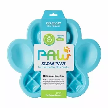 PetDreamHouse Paw Slow Feeder Blue Easy Миска для собак и кошек для медленного кормления, синяя - 3,2 л для всех возрастов Великобритания 1 уп. х 1 шт. х 0.45 кг
