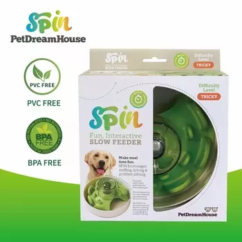 PetDreamHouse SPIN Interactive Feeder UFO Maze Green Tricky миска для интерактивной системы кормления "Спин" - нло лабиринт, зеленая - 700 г для всех возрастов Великобритания 1 уп. х 1 шт. х 0.7 кг